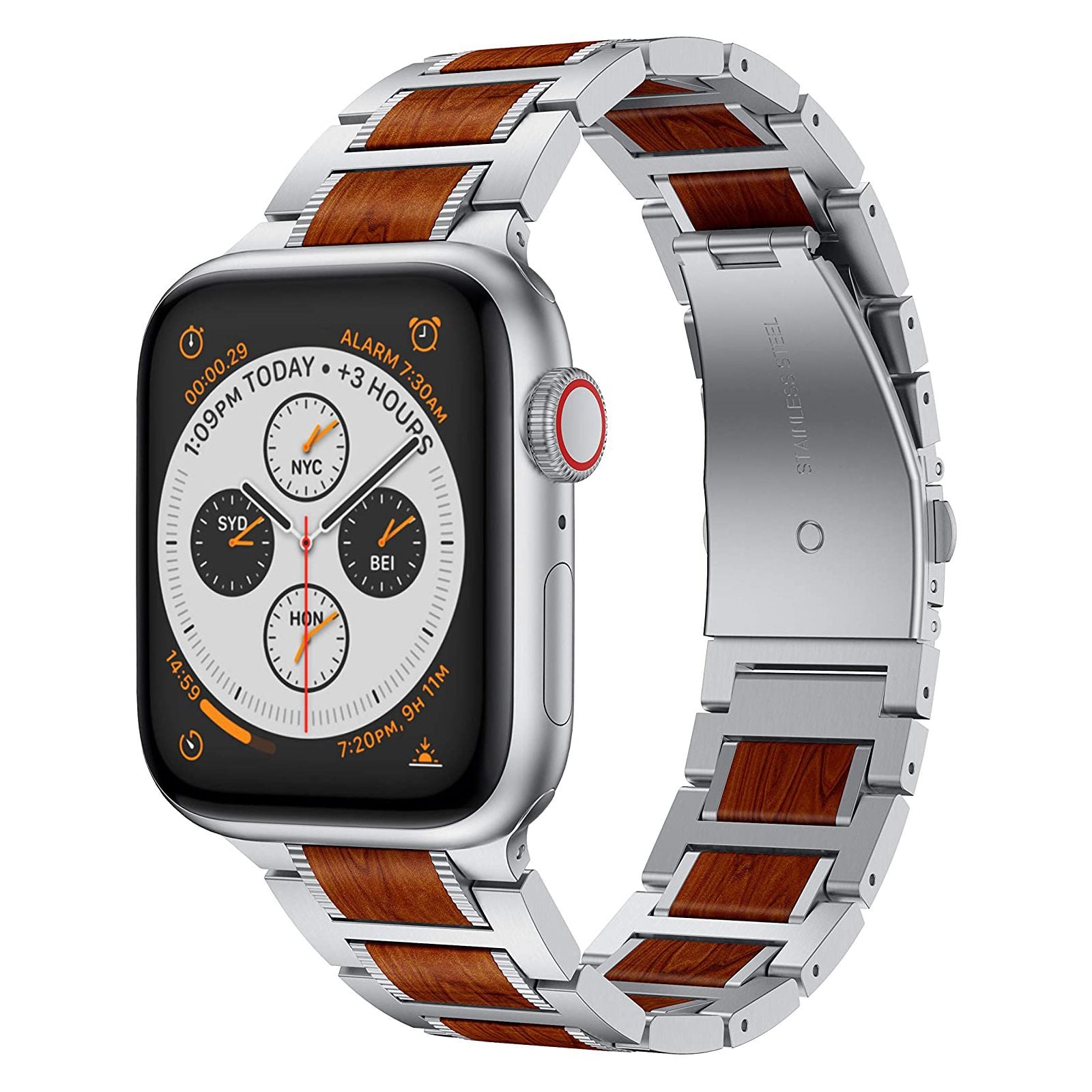 Paris Legacy - Apple Watch Band - Silver / Royal Crimson #color_Silver