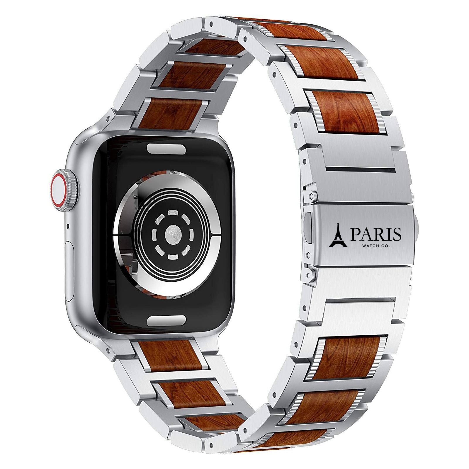 Paris Legacy - Apple Watch Band - Silver / Royal Crimson #color_Silver