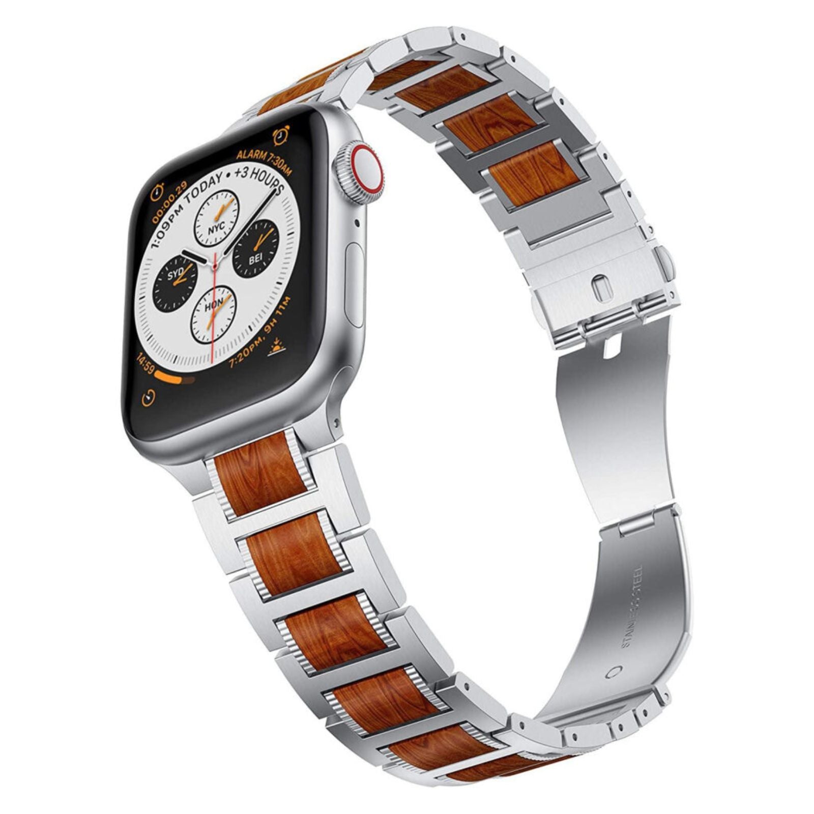 Paris Legacy - Apple Watch Band - Silver / Royal Crimson #color_Silver